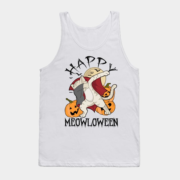 Halloween Gift - Funny Dabbing Cat Halloween Gift For Women Tank Top by clickbong12